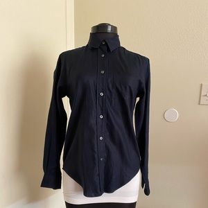 Lauren Ralph Lauren Petite Button Up Shirt Navy